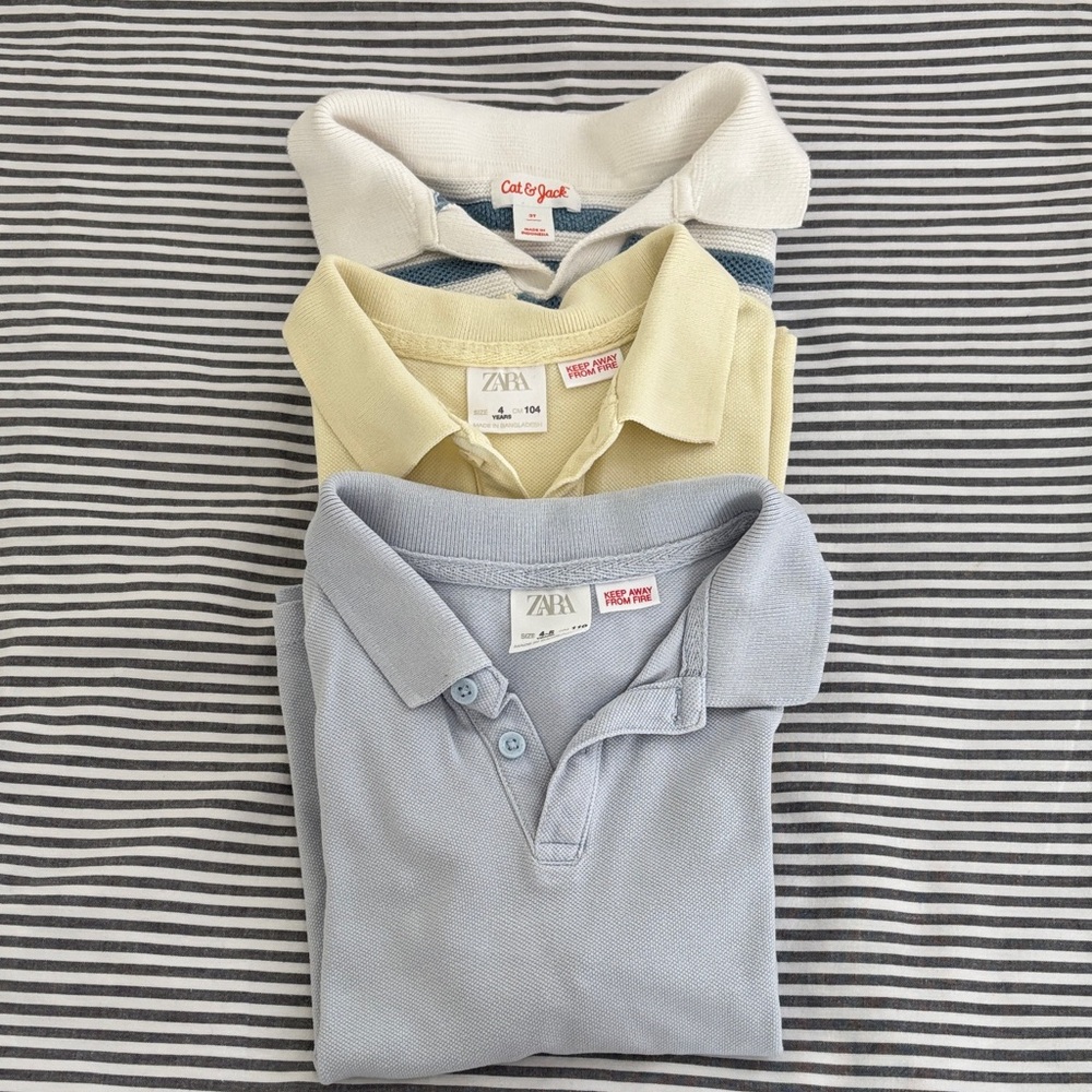 Set of Three Polo Shirts - Cream, Yellow, and Light Blue